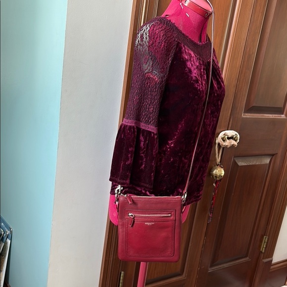 Coach  Crossbody bag  genuine, smooth, leather deep red.  Silvertone.
No callout - Picture 3 of 12